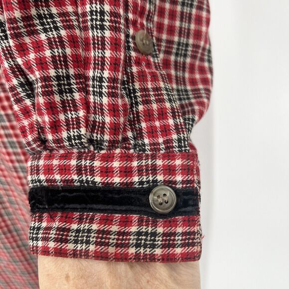 Erika Taylor Intimates Long Sleep Shirt LS Large Country Cottons Plaid Holiday - Picture 4 of 7